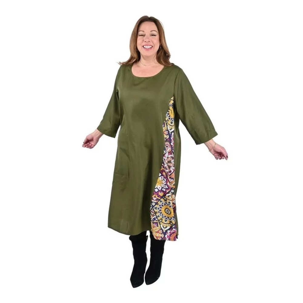 Side Patchwork Midi Dress